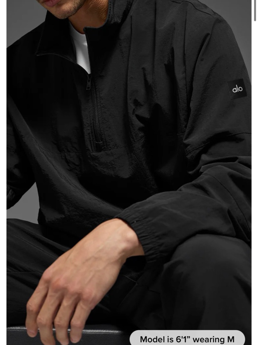 NWT Alo Black Small Light Weight Takeaway Track Pullover Quarter-Zip